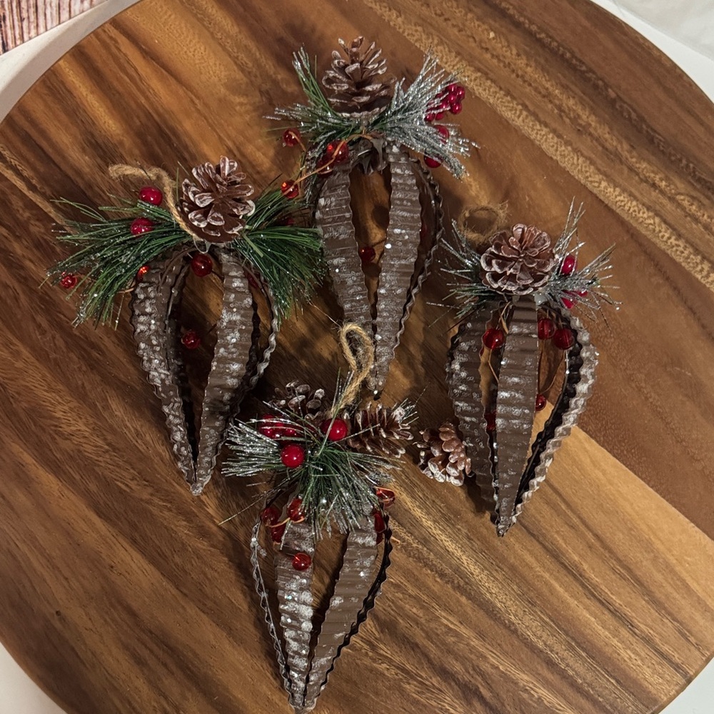 Festive Brown Pinecone and Berry Ornaments